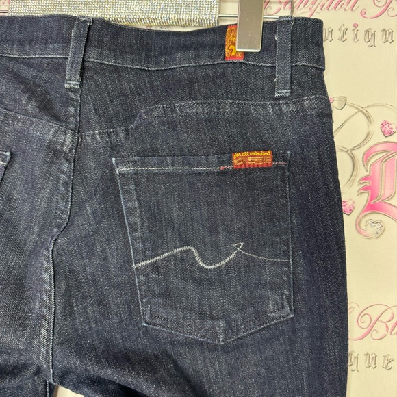 7 for all mankind jeans denim mid rise boot cut pants 👖 blue dark wash comfy - Picture 4 of 8